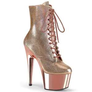 Adore-1020 Rose Gold Text. Metallic/Rose Gold Chrome, 7" Heels (Speed Heels)