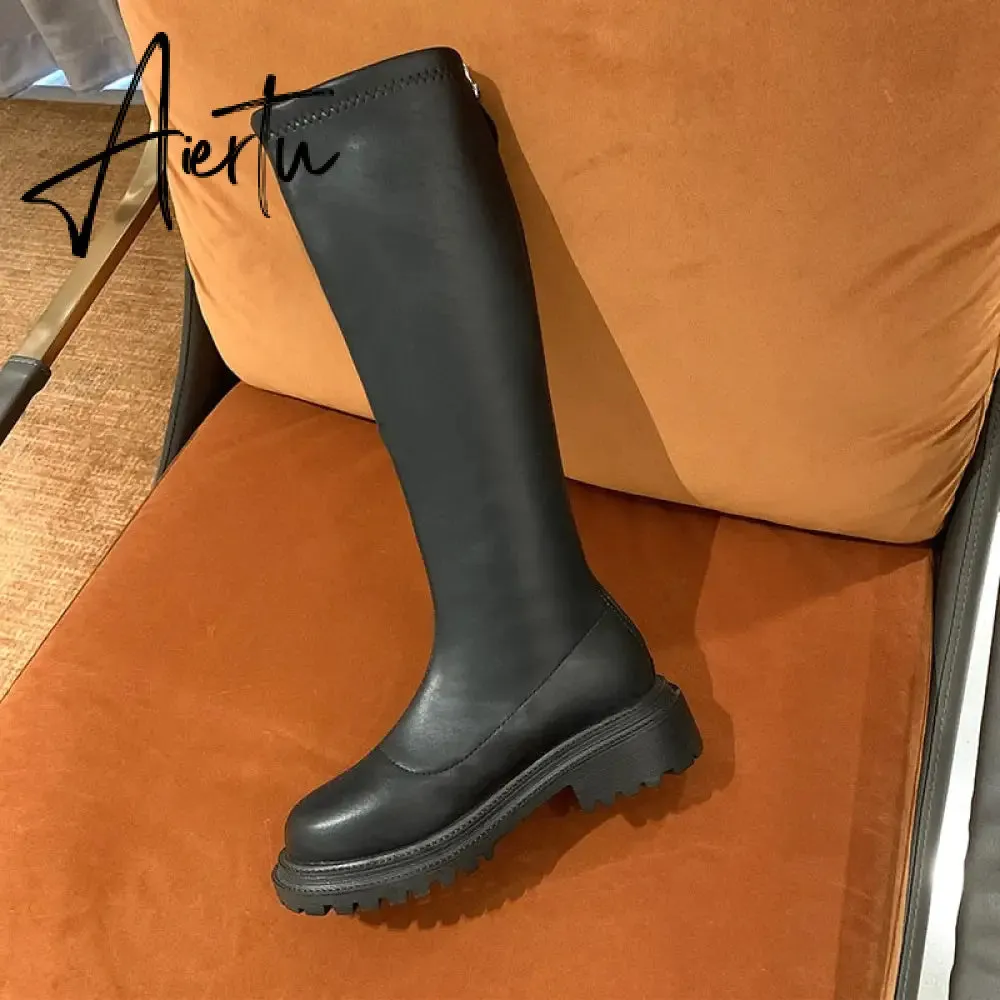 Aiertu Ankle Chelsea Boots New Winter Mid Heels Platform Women Botas Snow Warm Designer Motorcycle Boots Gladiator Oxford Zapatos