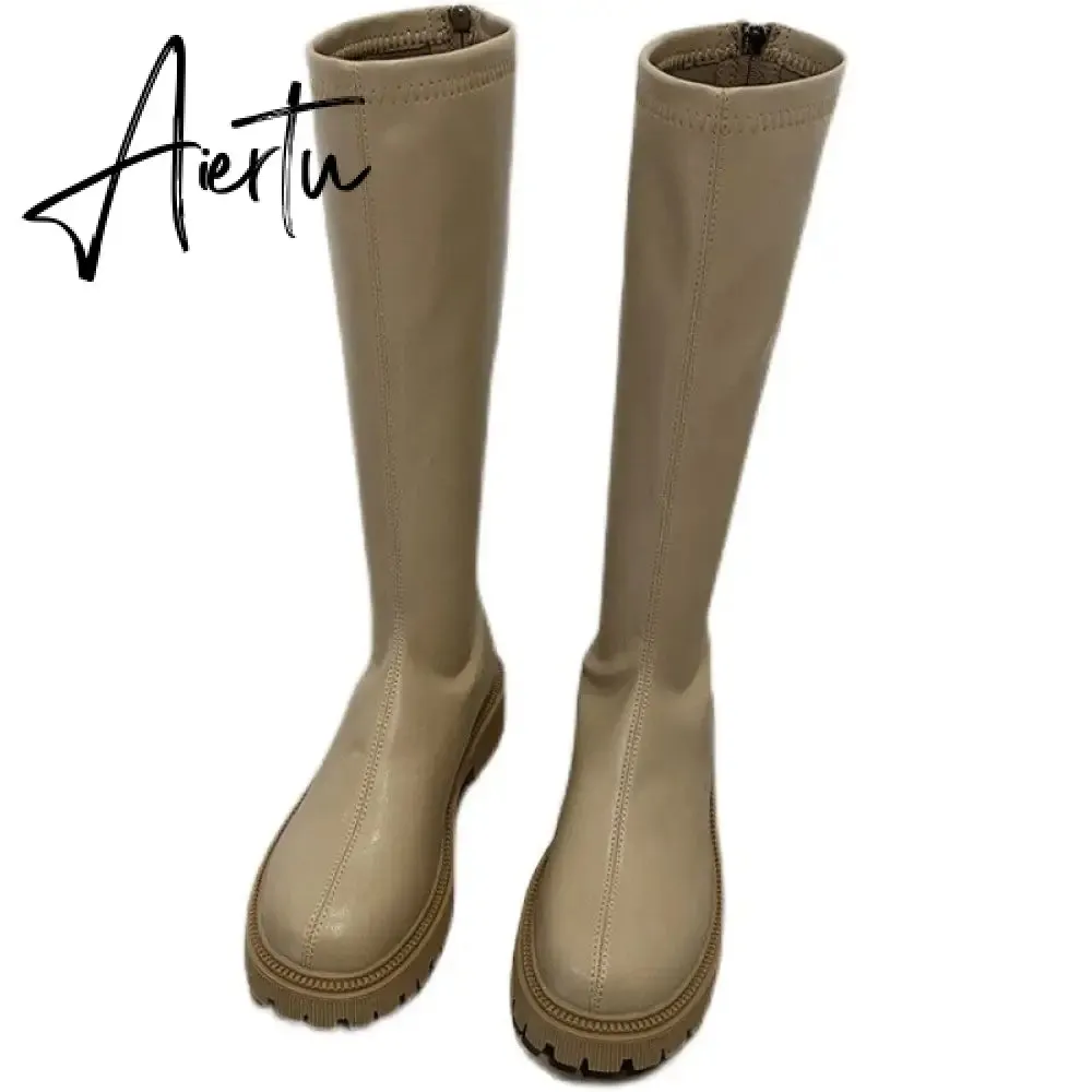 Aiertu Ankle Chelsea Boots New Winter Mid Heels Platform Women Botas Snow Warm Designer Motorcycle Boots Gladiator Oxford Zapatos