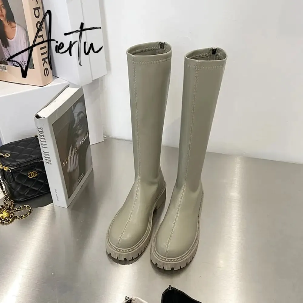 Aiertu Ankle Chelsea Boots New Winter Mid Heels Platform Women Botas Snow Warm Designer Motorcycle Boots Gladiator Oxford Zapatos