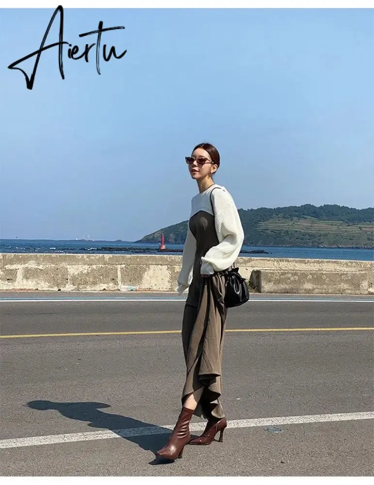 Aiertu Black Women Ankle Boots Woman Thin High Heel Fashion Pointed Toe Zipper Winter Women's Shoes Leather White Short Booties