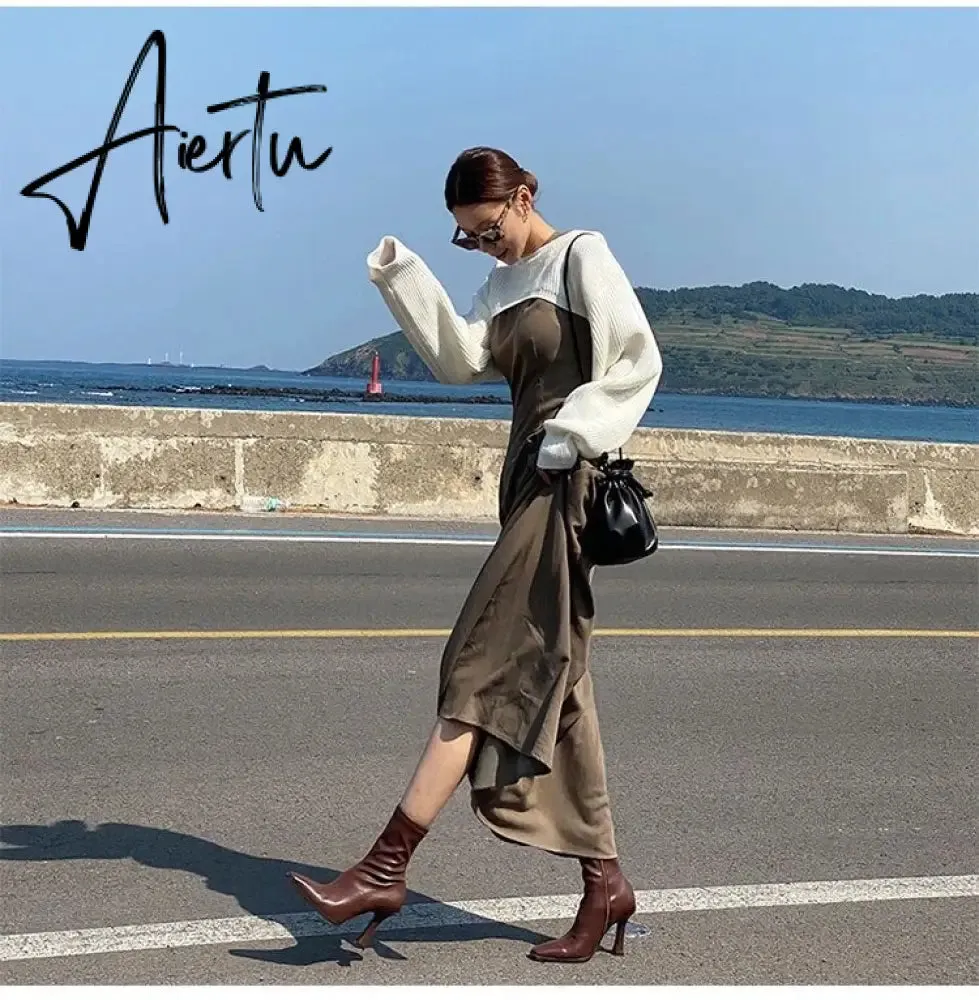 Aiertu Black Women Ankle Boots Woman Thin High Heel Fashion Pointed Toe Zipper Winter Women's Shoes Leather White Short Booties