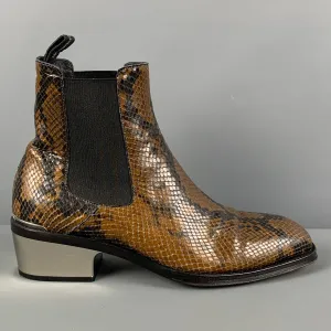 ALEXANDER MCQUEEN Size 8 Brown Black Animal Print Leather Pull On Boots