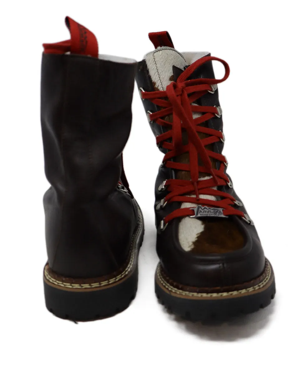 Ammann Brown Leather Calfskin Booties sz 9