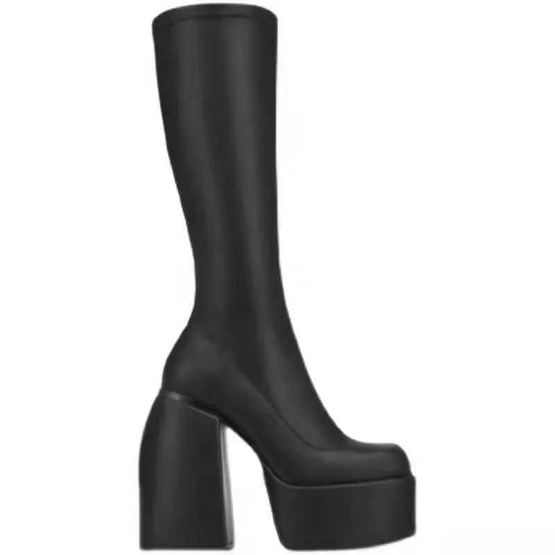 Amozae-Back To School Gifts Thick Heels Chunky High Boots