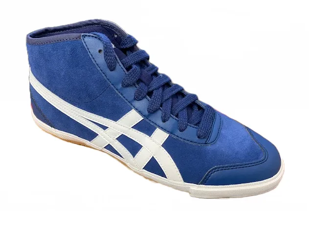 Asics Retro Rocket Mt Su sneakers alta in pelle e camoscio H237L 5001 navy-white