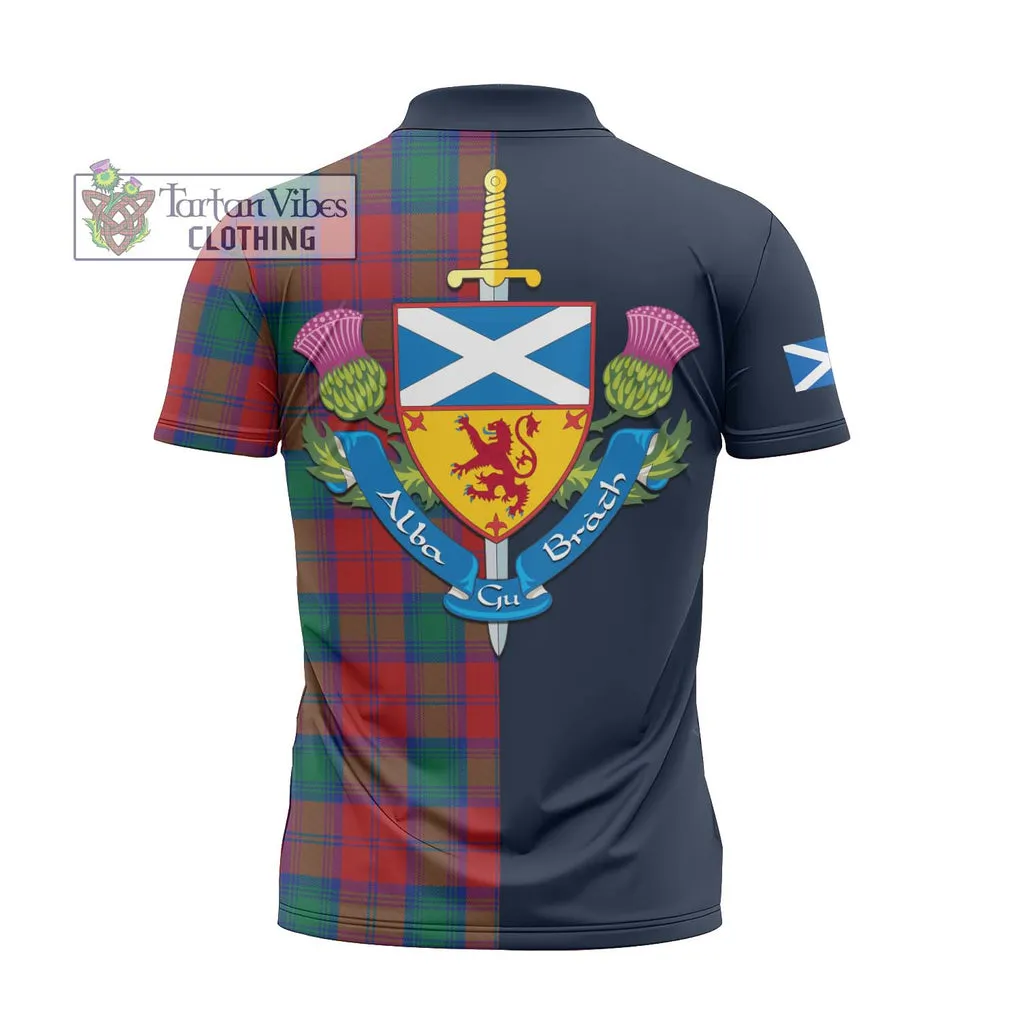 Auchinleck (Affleck) Tartan Zipper Polo Shirt Alba with Scottish Lion Royal Arm Half Style