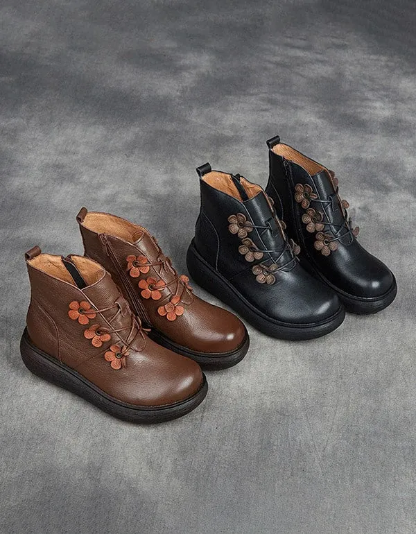 Autumn Winter Thick Heel Retro Platform Boots