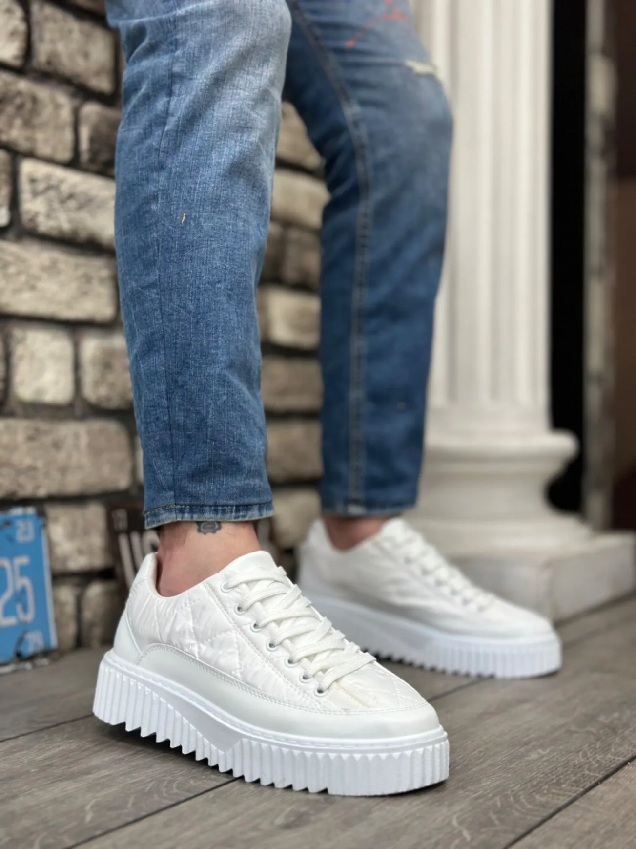 BA0801 White High Sole Men's Sports Shoes