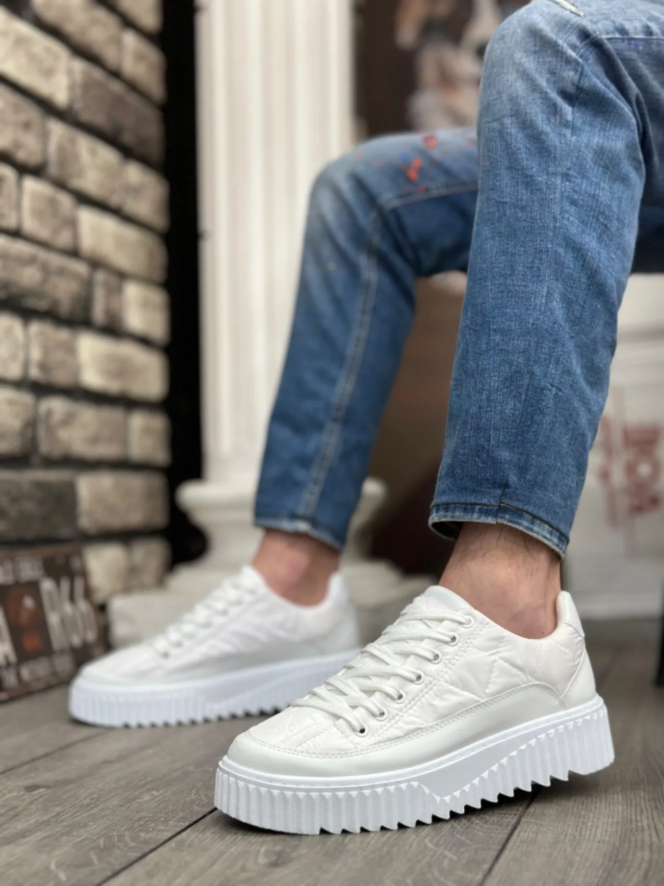 BA0801 White High Sole Men's Sports Shoes