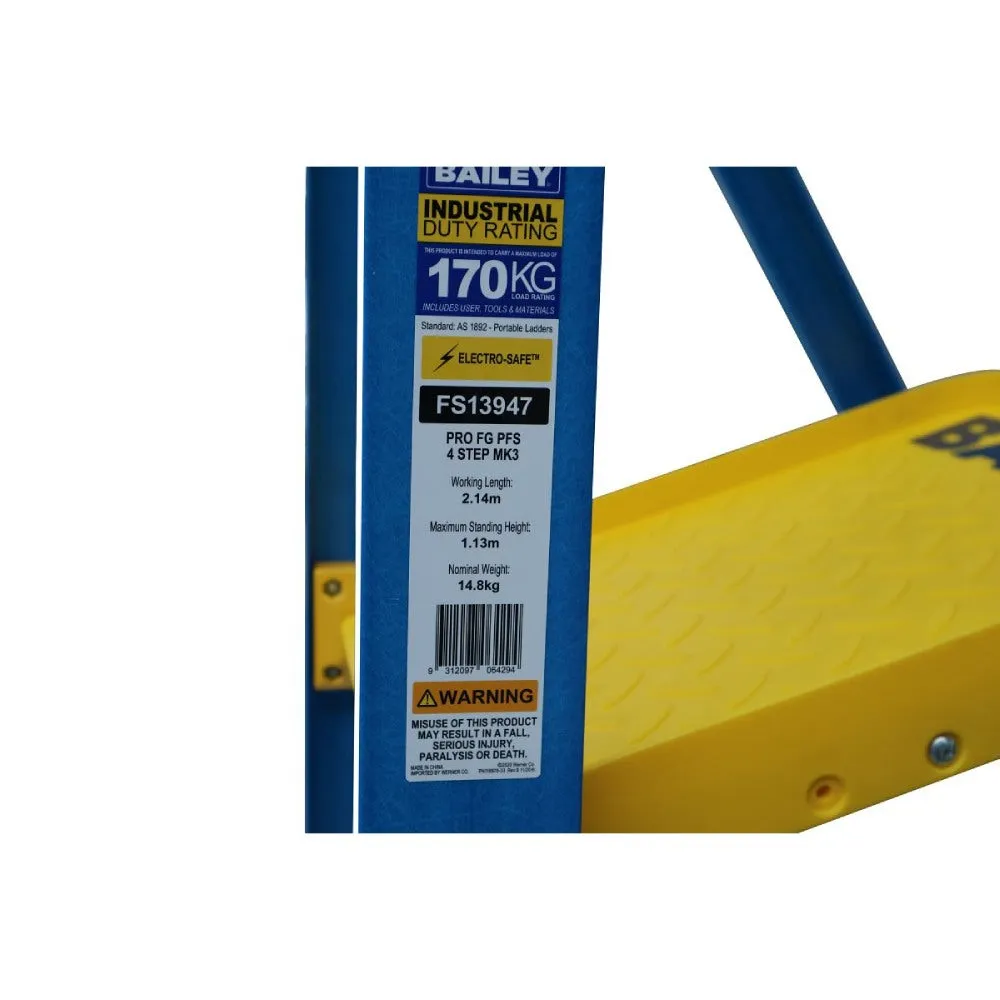 Bailey FS13947 4 Step Pro Fibreglass Punchlock Platform Ladder
