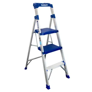 Bailey FS14040 135kg 3 Step Aluminium Industrial Twin Platform Step Stool Ladder