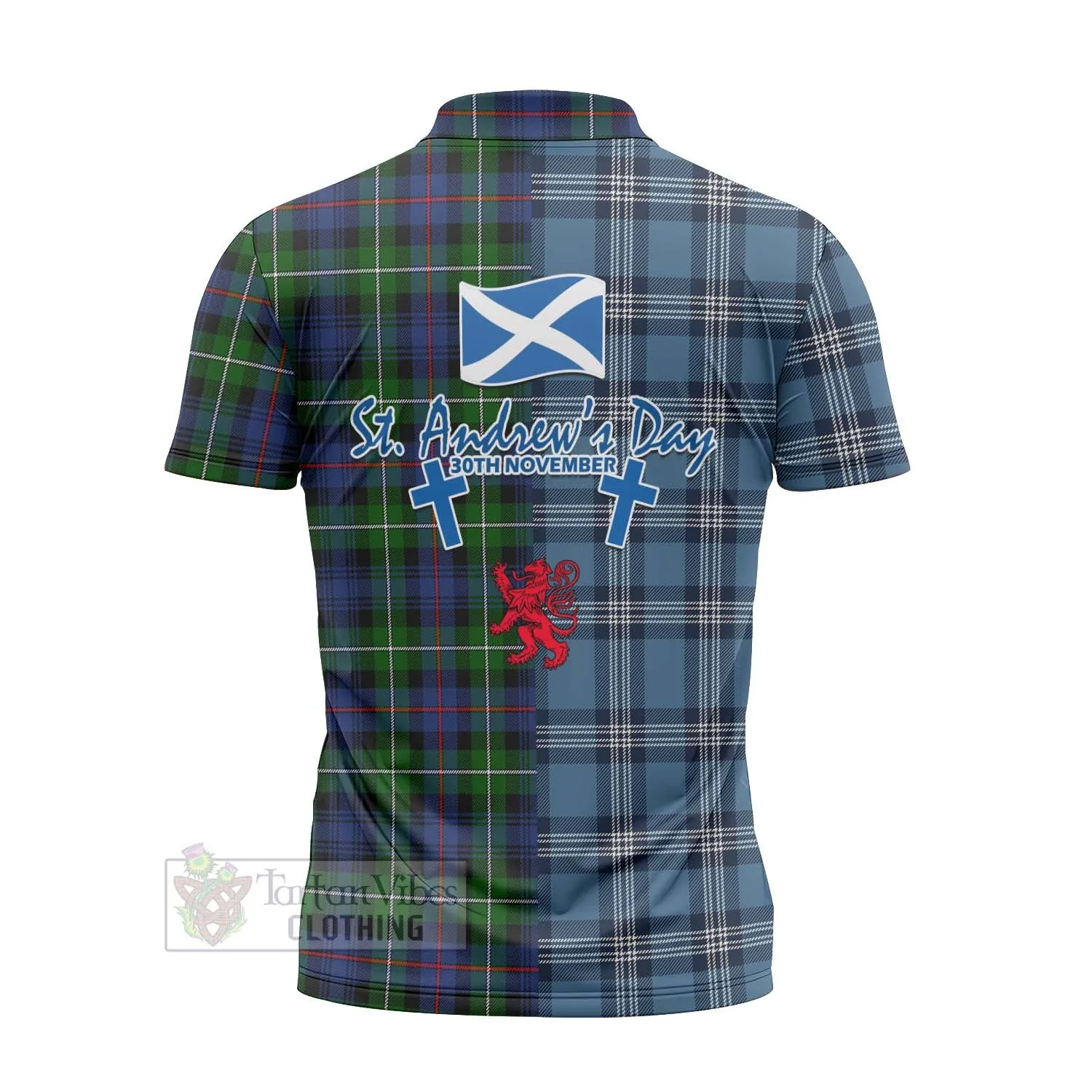 Baillie (Bailey) Tartan Zipper Polo Shirt Happy St. Andrew's Day Half Tartan Style