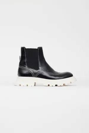 Black & White Leather Chelsea Boot