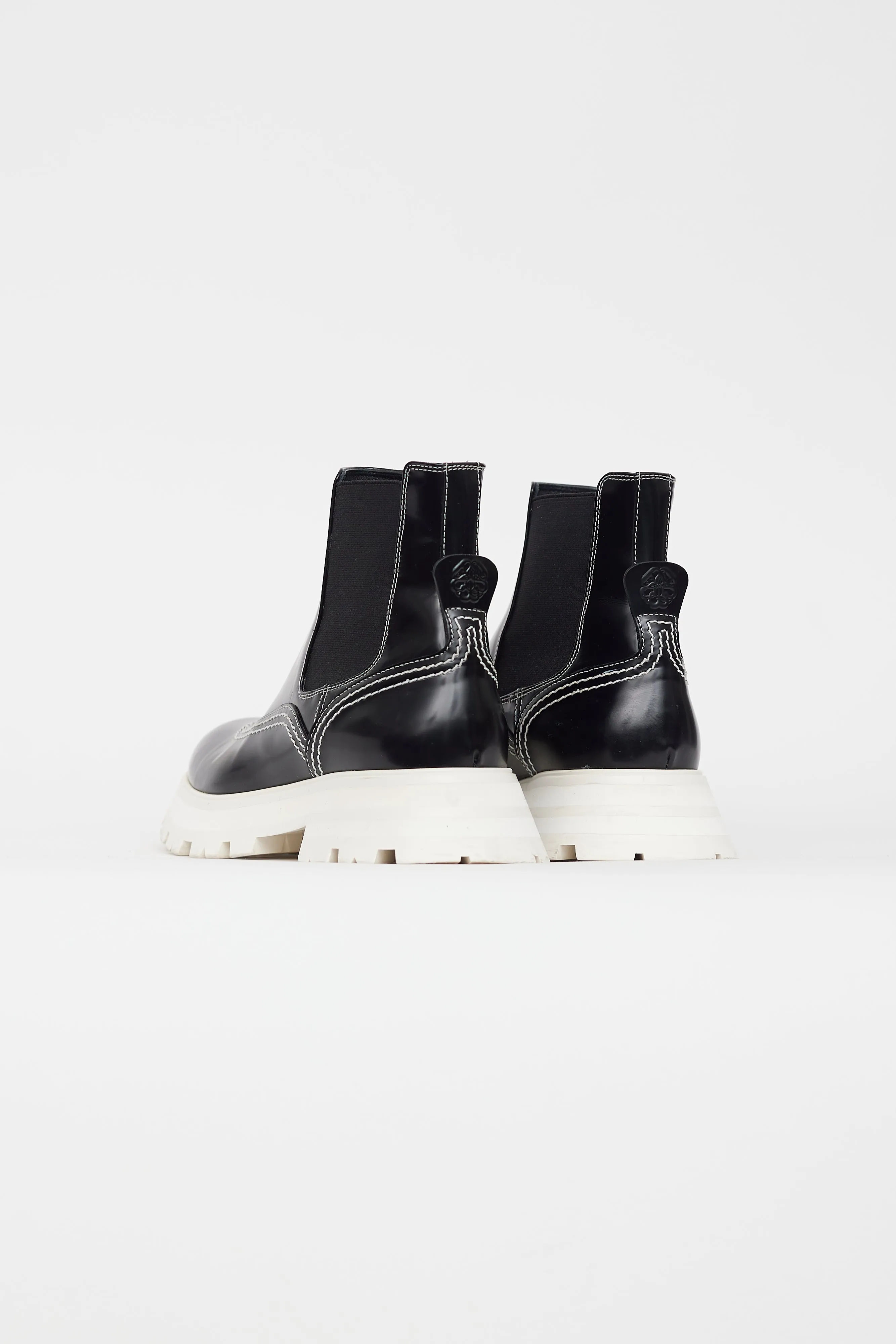 Black & White Leather Chelsea Boot