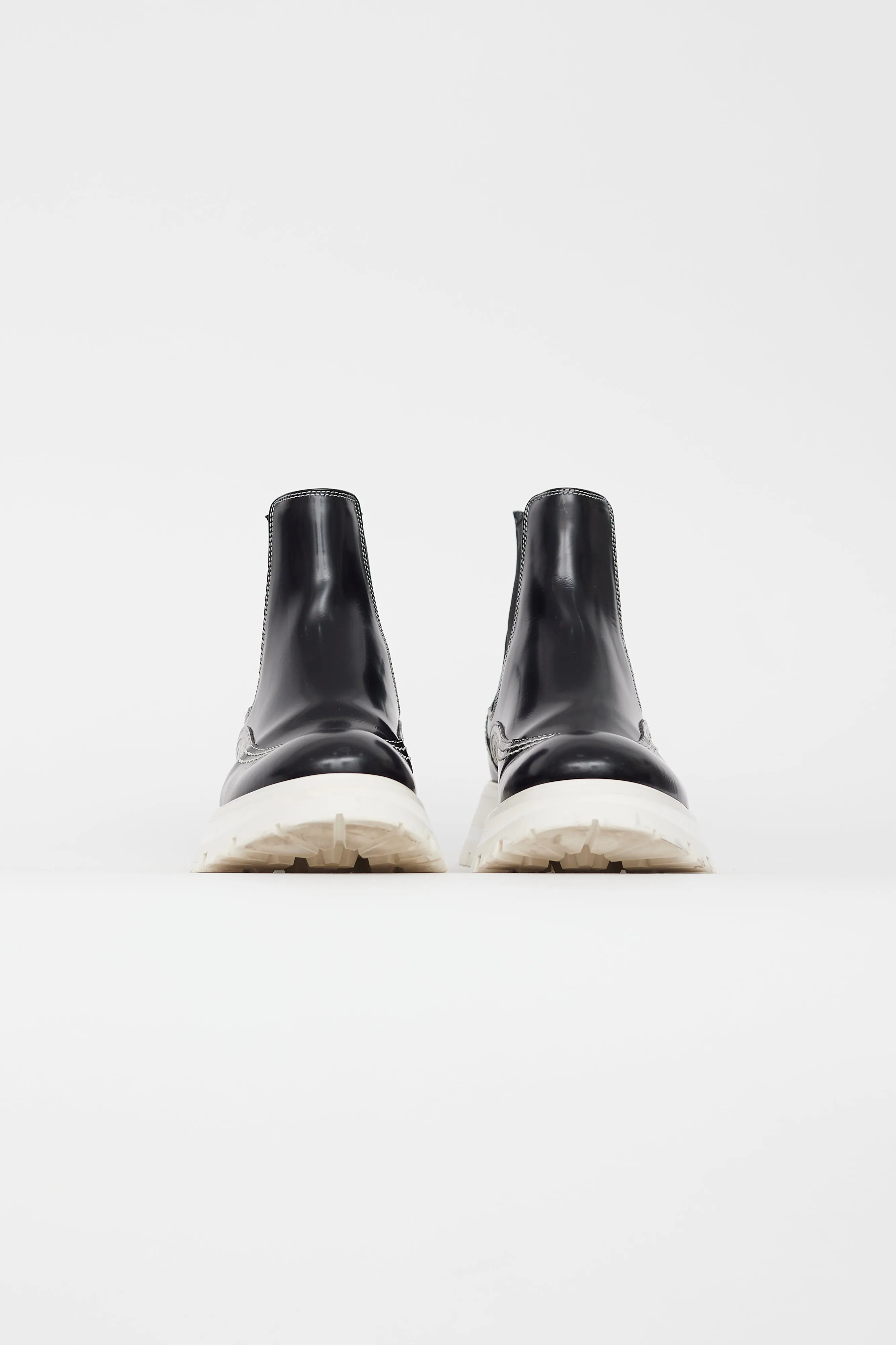 Black & White Leather Chelsea Boot