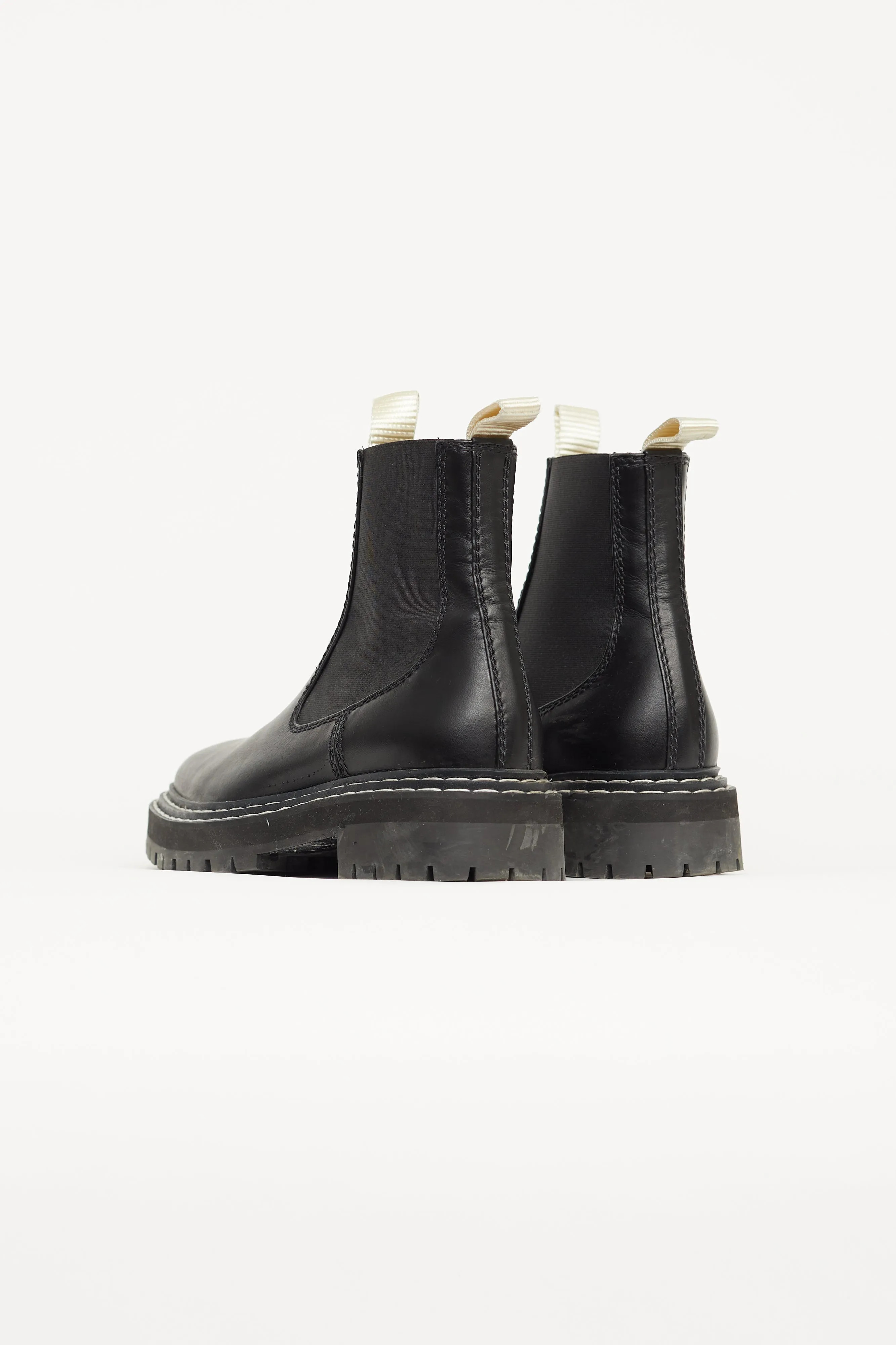 Black Leather Contrast Stich Chelsea Boot