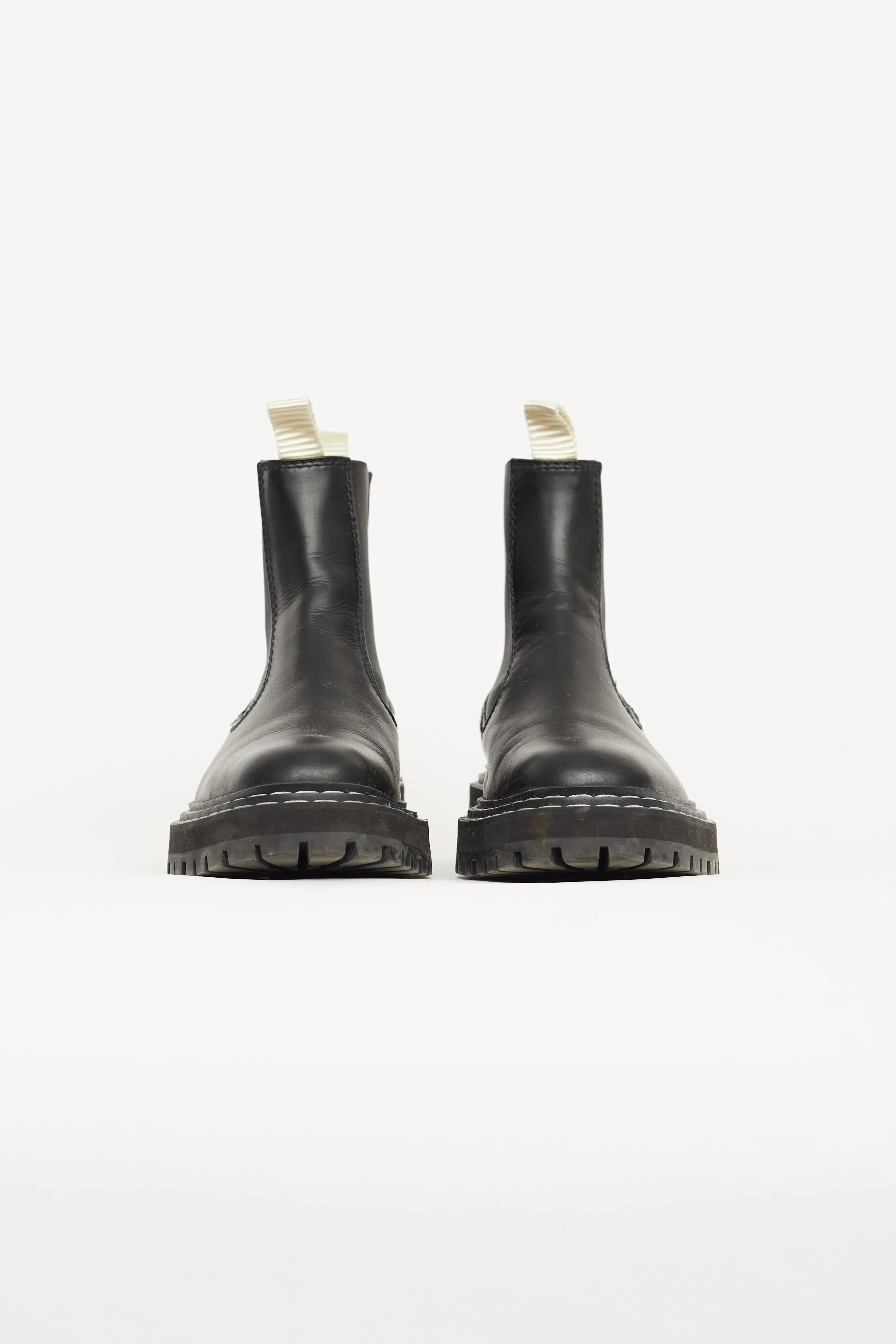 Black Leather Contrast Stich Chelsea Boot