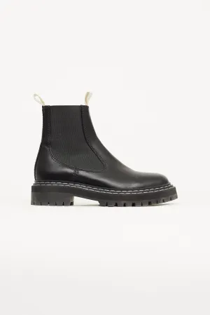 Black Leather Contrast Stich Chelsea Boot