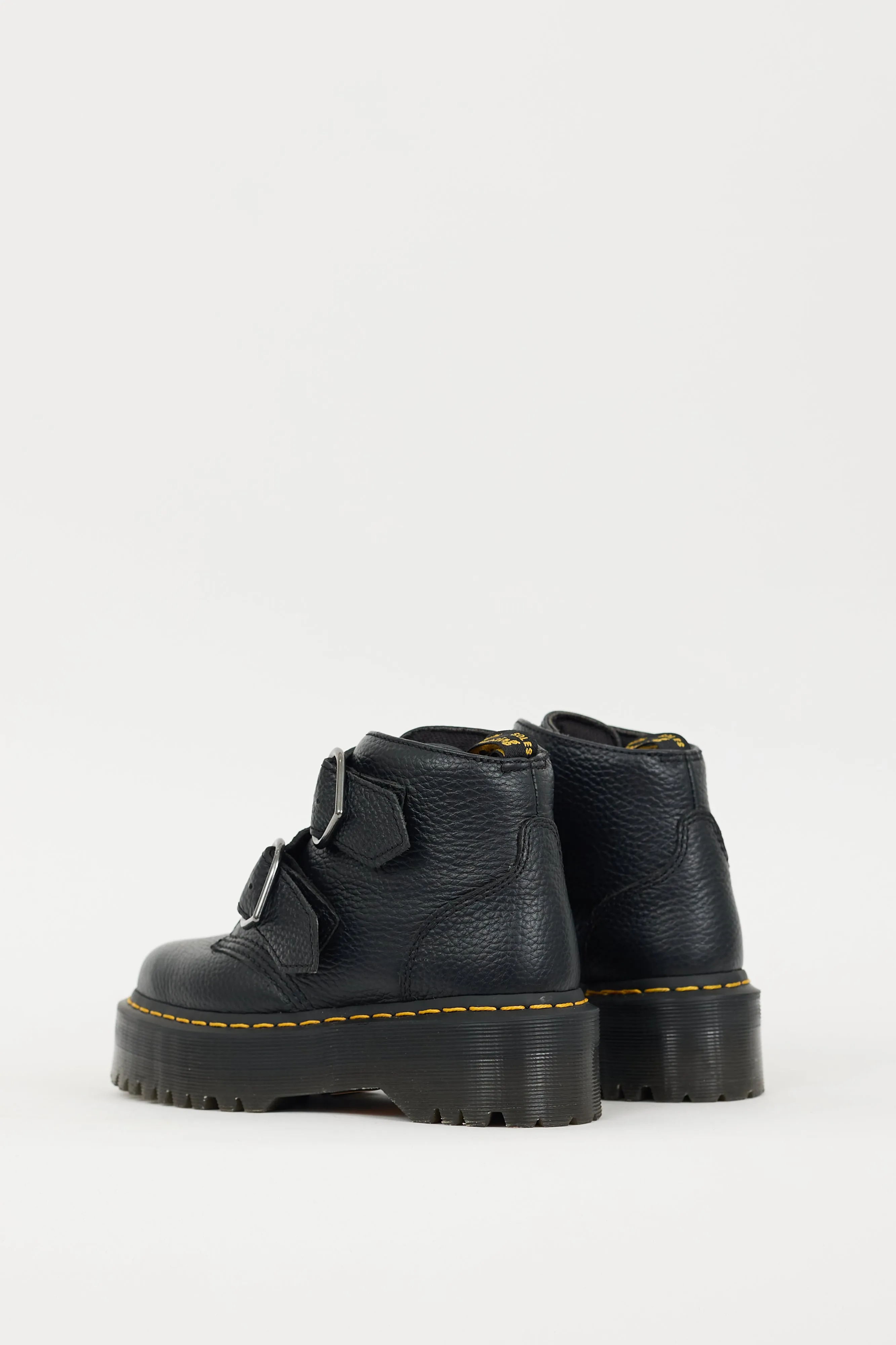 Black Leather Devon Heart Platform Boot