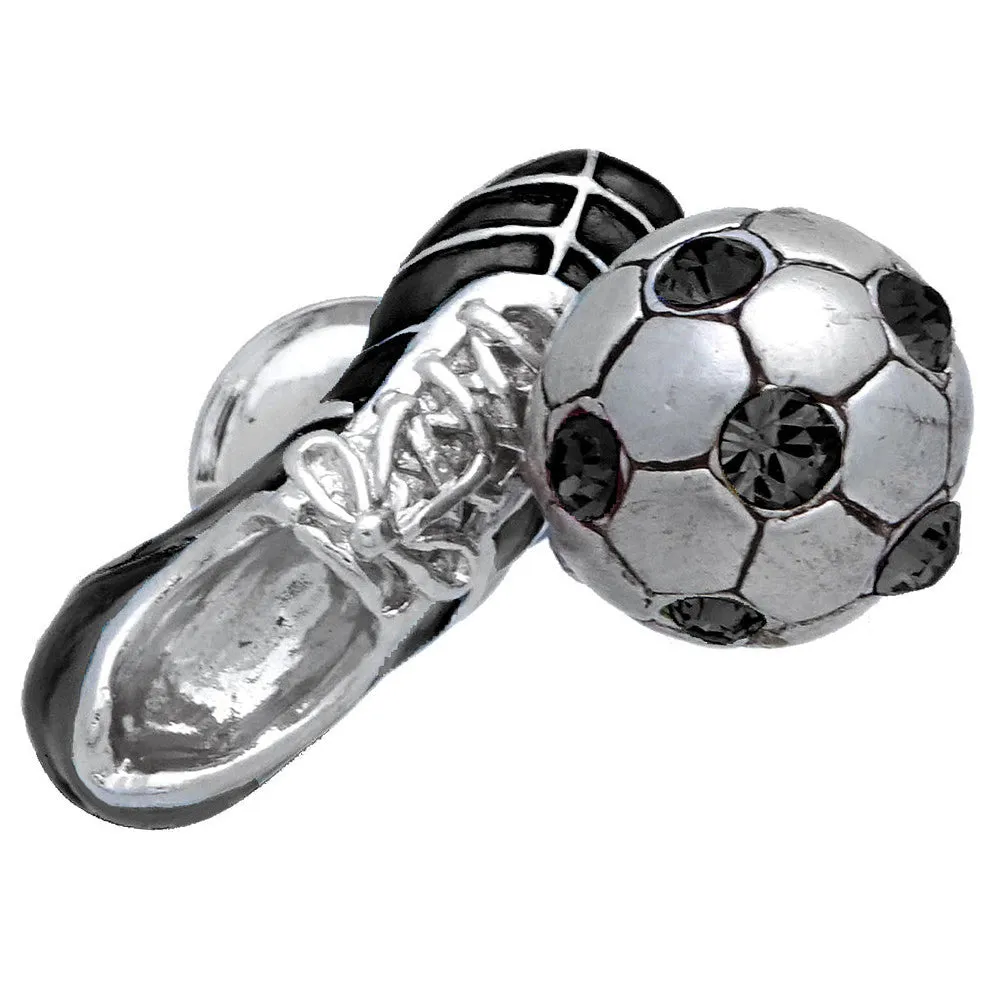Black Soccer Shoes & Ball Lapel Pin