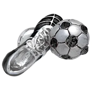 Black Soccer Shoes & Ball Lapel Pin