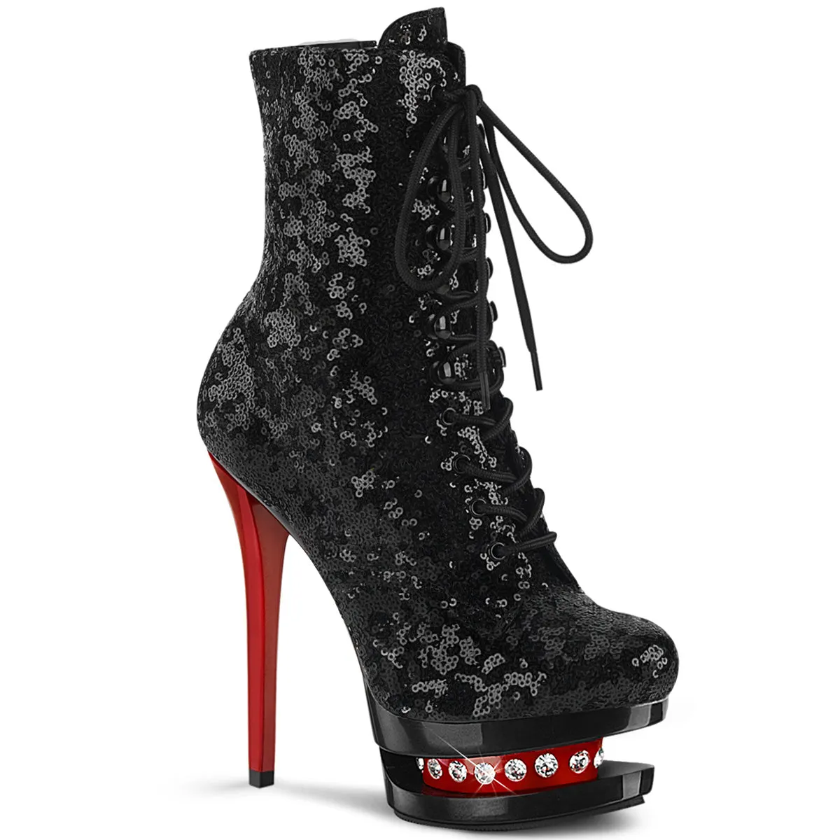Blondie-R-1020 Black Sequins/Blk-Red, 6" Heels