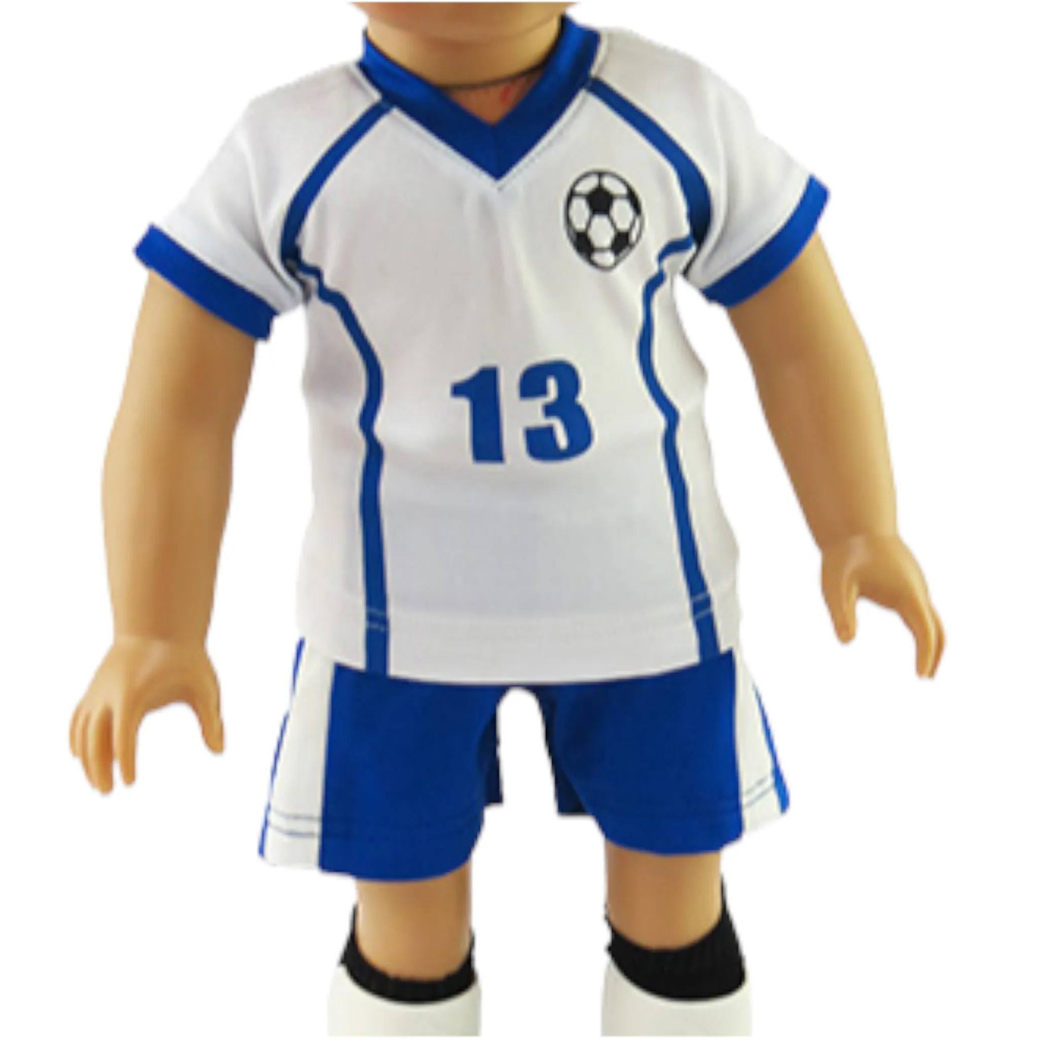 Blue and White Soccer Uniform Set for 18-inch dolls