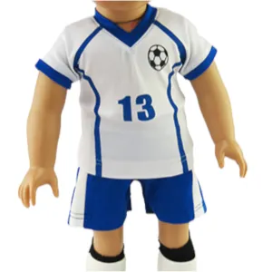 Blue and White Soccer Uniform Set for 18-inch dolls