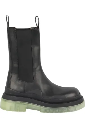 BOTTEGA VENETA TIRE RUBBER TRIMMED LEATHER CHELSEA BOOTS EU 38 UK 5 US 8