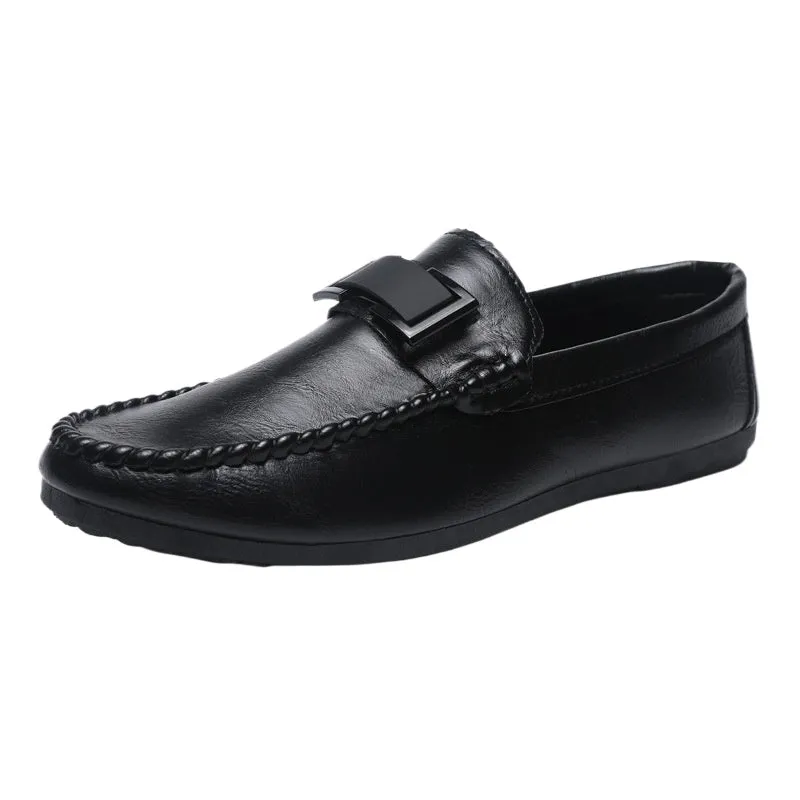 British boys' men's shoes soft sole leather surface men's loafer beanie shoes men's platform summer spirit guy dress wear-resistant