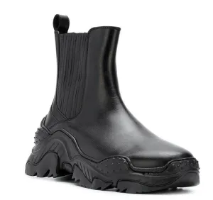 BROCK CANGED LAMBSKIN CHELSEA DARK BLACK BOOTS
