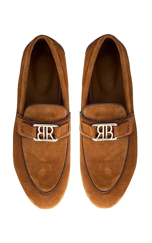 Brown Suede Loafers With Logo