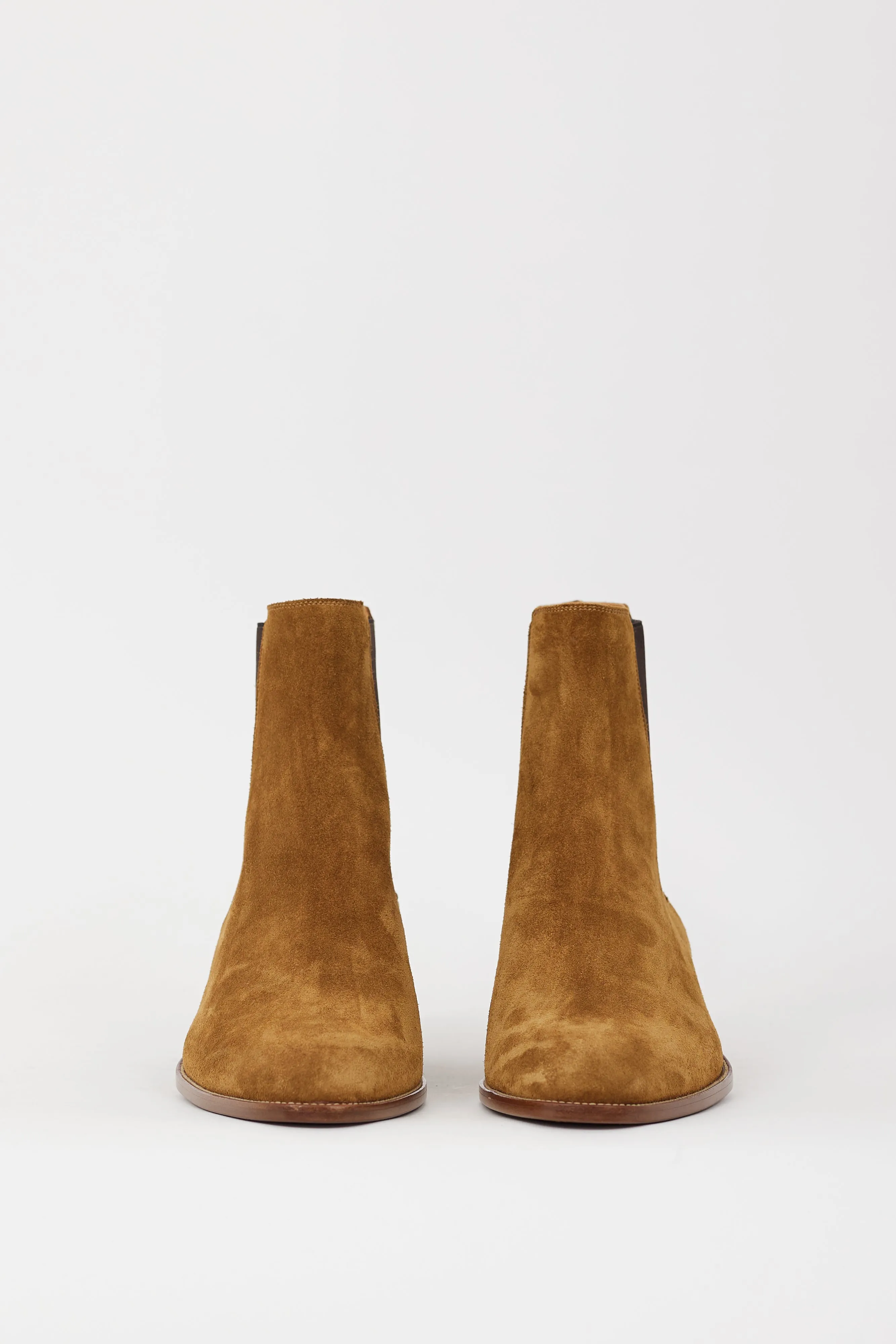 Brown Suede Pointed Toe Chelsea Boot