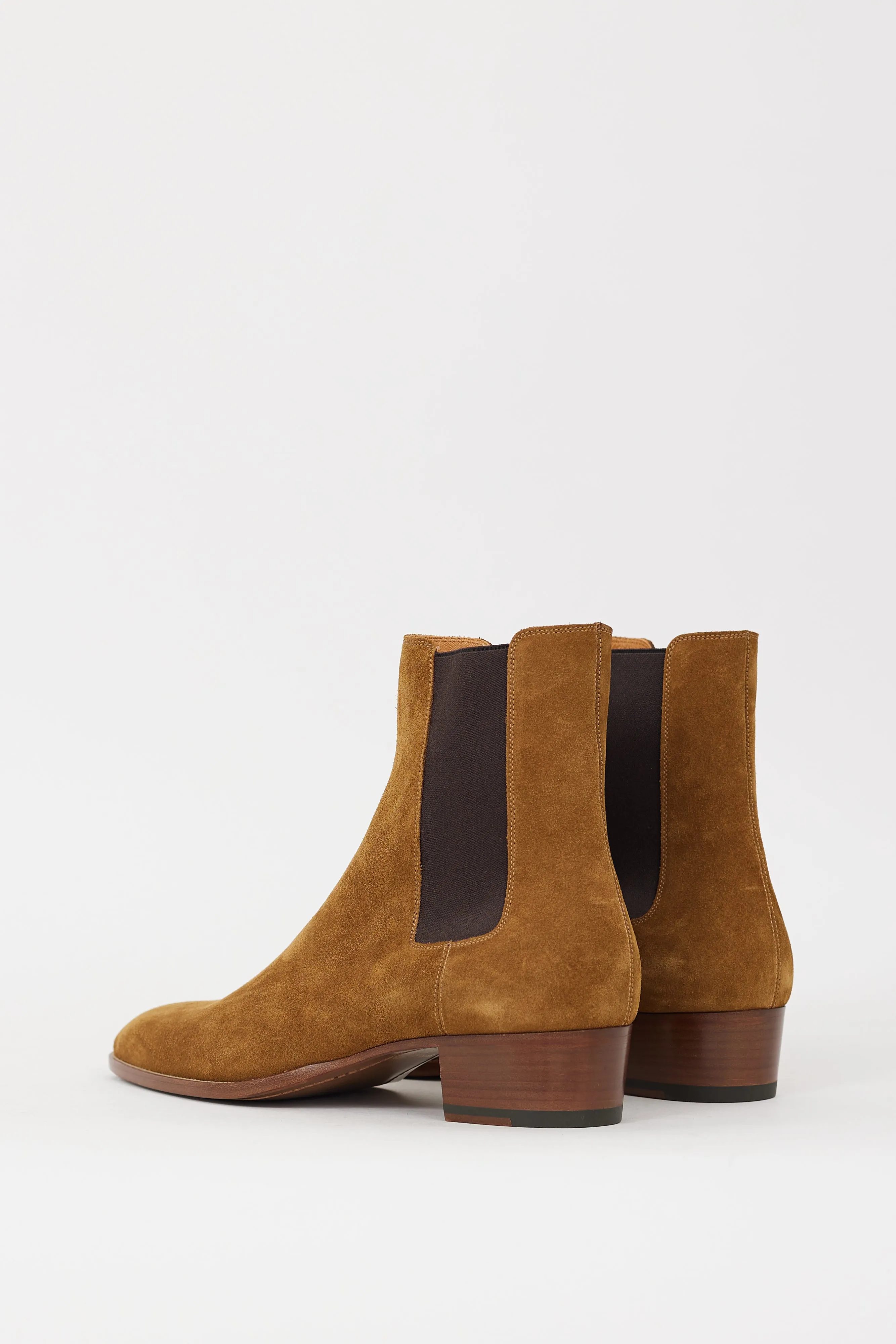 Brown Suede Pointed Toe Chelsea Boot