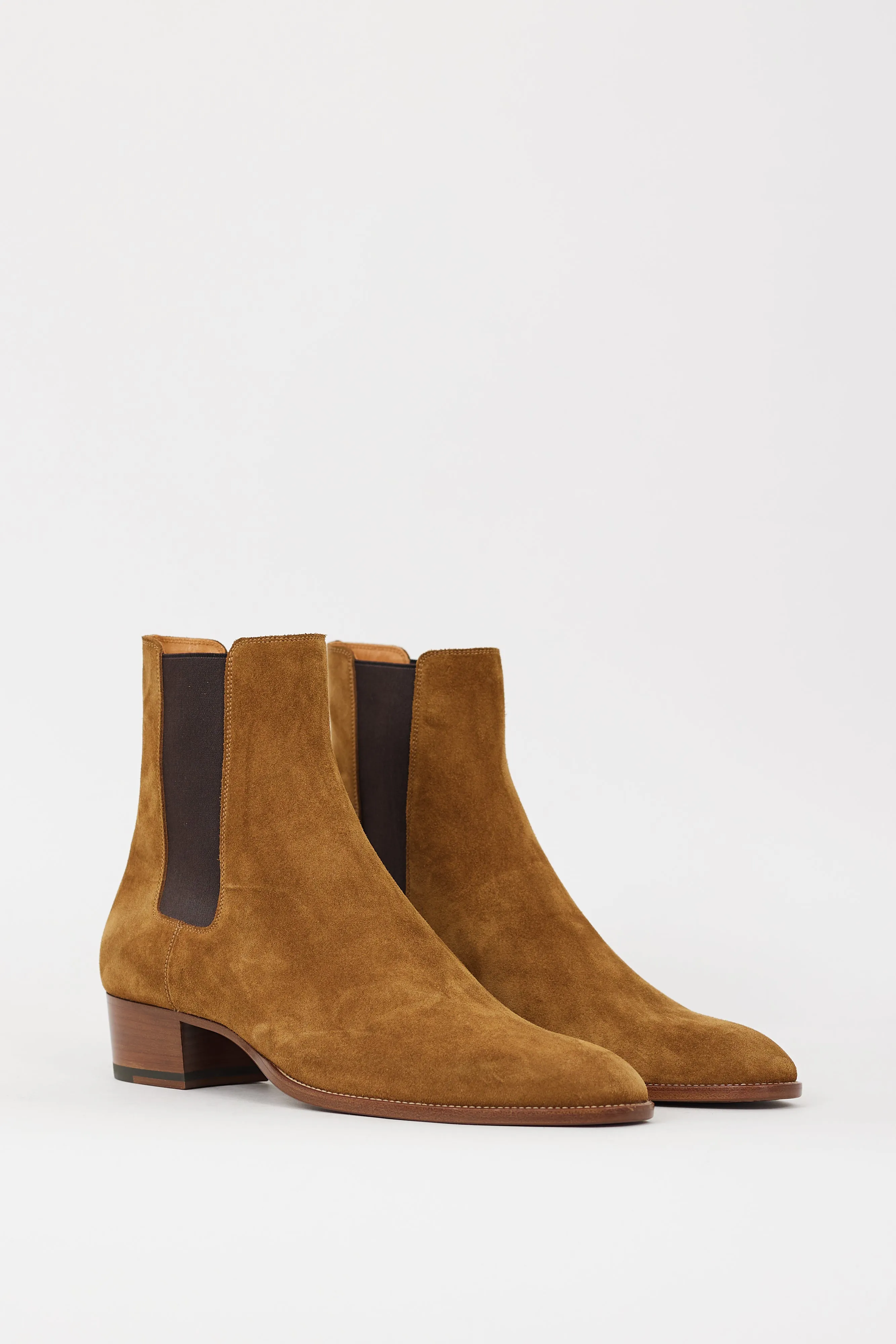 Brown Suede Pointed Toe Chelsea Boot