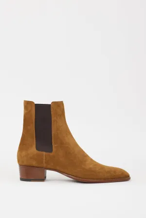 Brown Suede Pointed Toe Chelsea Boot