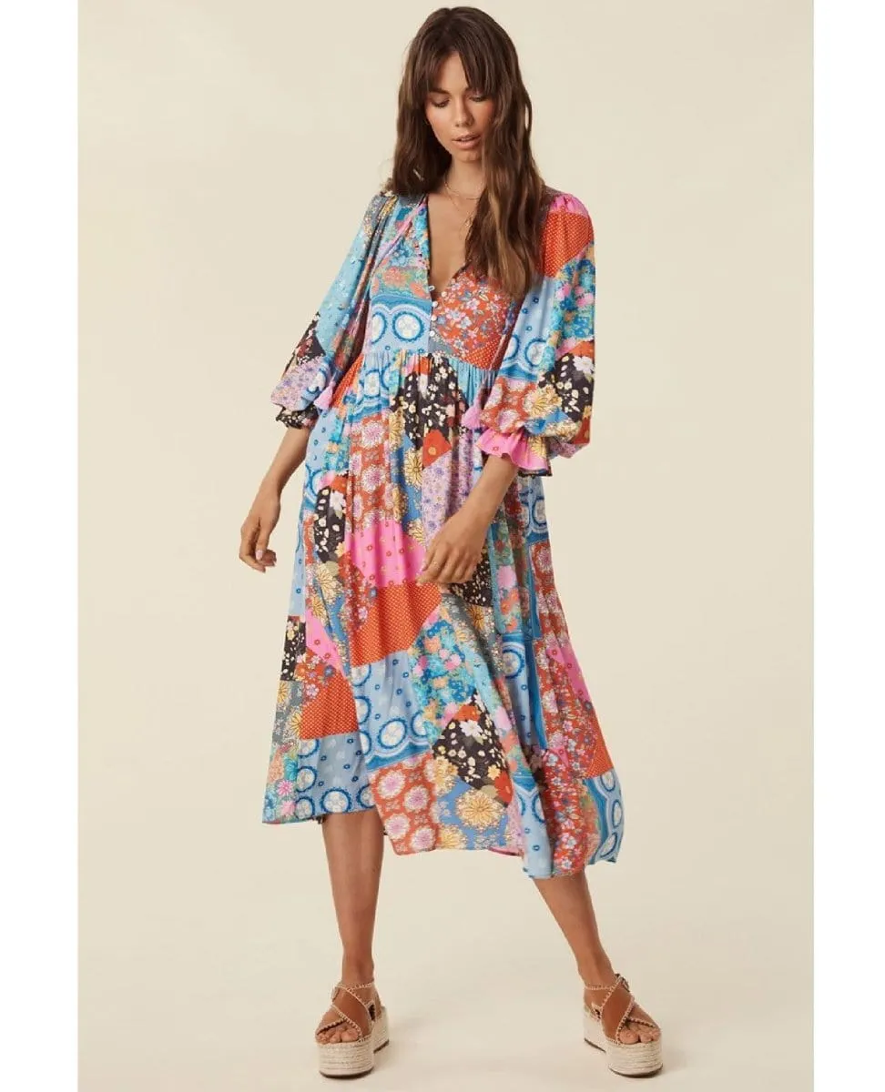 Cha Cha Boho Midi Dress Jewel