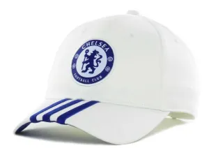 Chelsea Adidas 3 Stripe Club Crest Adjustable Cap White