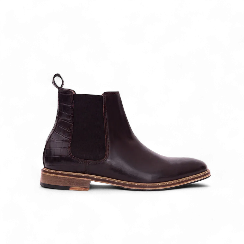 Chelsea Boots  Cuir Lisse   Croco Marron | Atlas