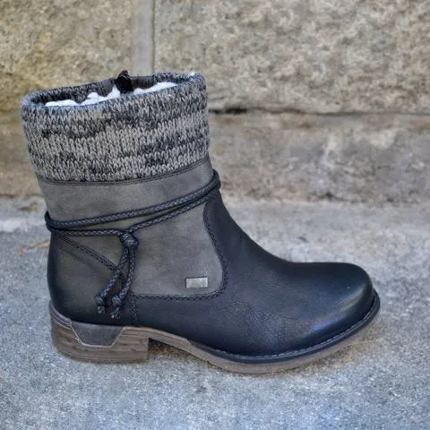 Chunky heel side zipper booties