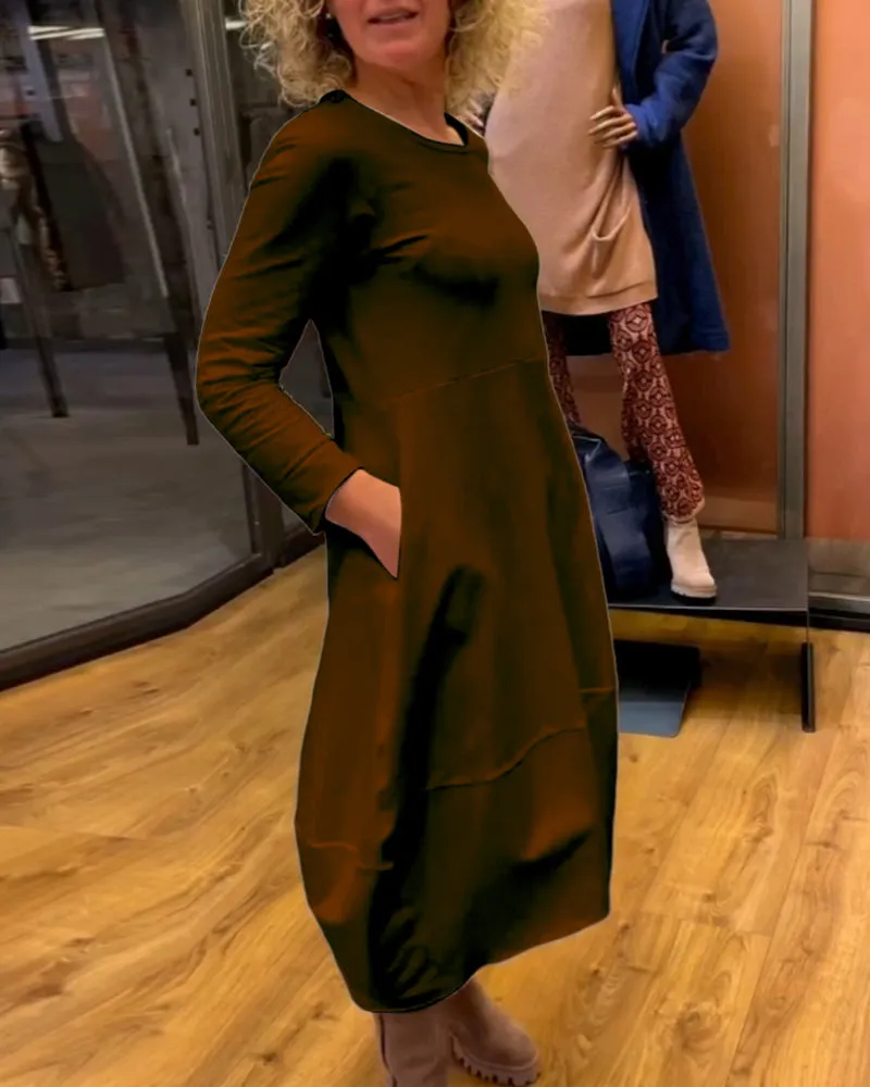 Clara | Midi Autumn Dress with Pockets