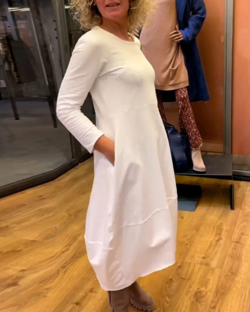 Clara | Midi Autumn Dress with Pockets