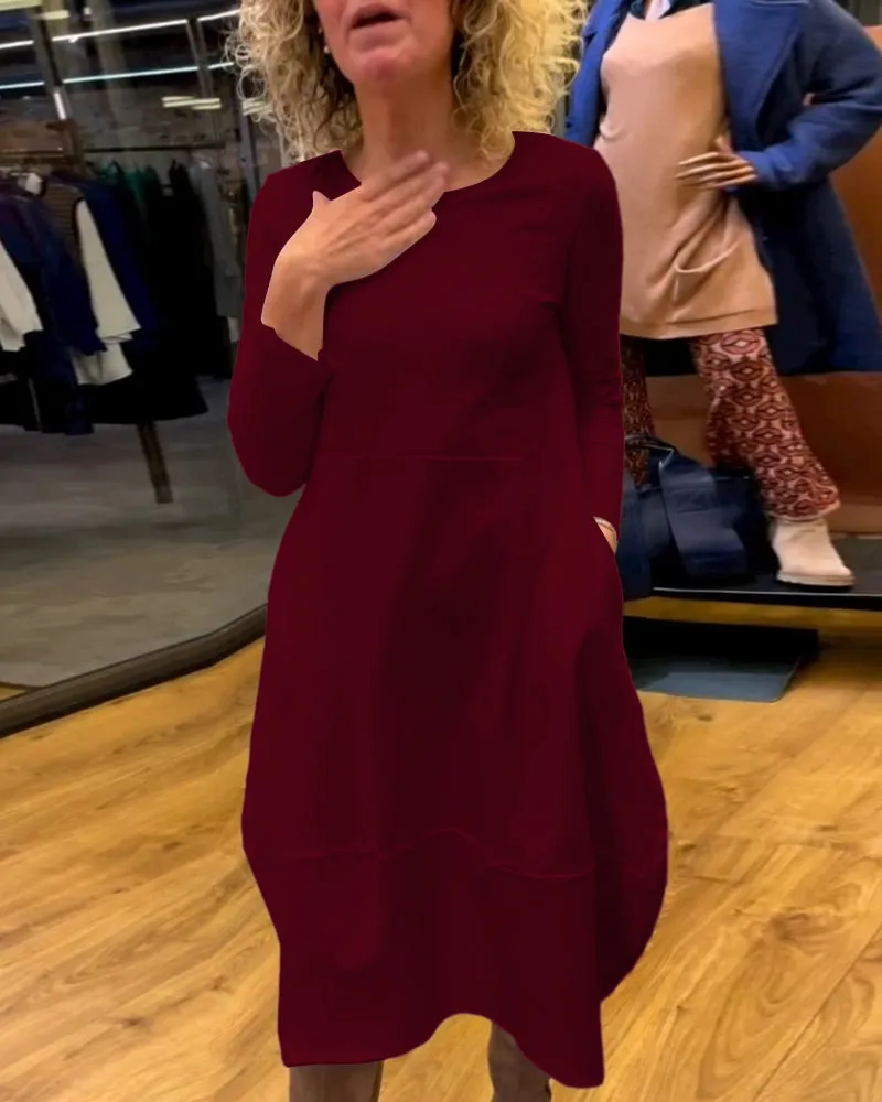 Clara | Midi Autumn Dress with Pockets