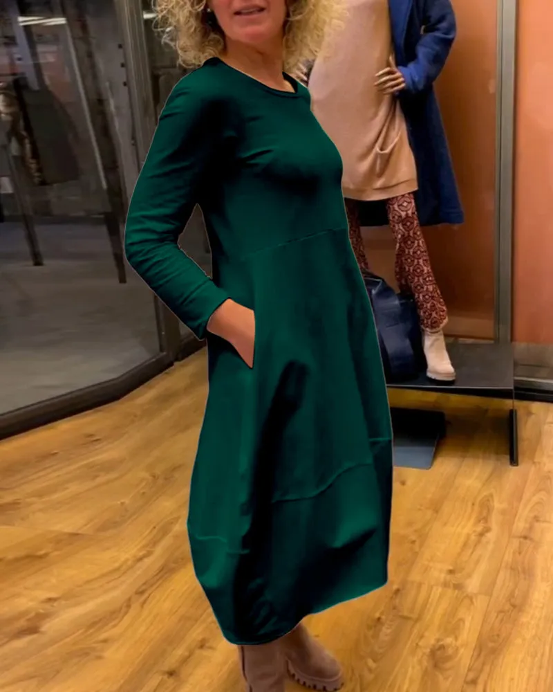 Clara | Midi Autumn Dress with Pockets