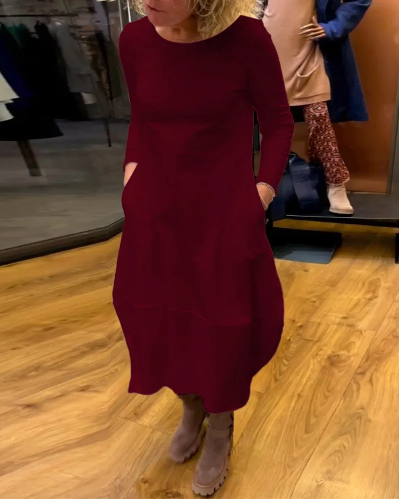 Clara | Midi Autumn Dress with Pockets
