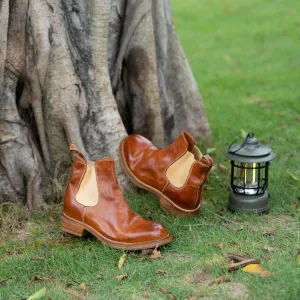 Classic Horse Leather Chelsea Boots Leather Sole Short Boots For Women In Black/Brown/Coffee