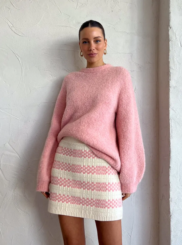 Clea Kauri Jacquard Skirt in Blush Check