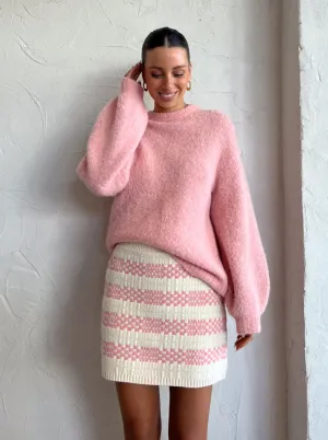 Clea Kauri Jacquard Skirt in Blush Check