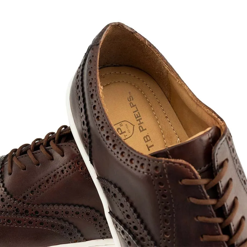Clubhouse Wingtip Sheepskin Sneaker in Brandy (Size 10 1/2) by T.B. Phelps